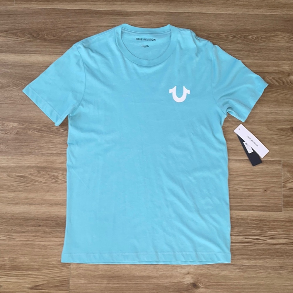 Teal Blue True Religion Crew Neck Tee